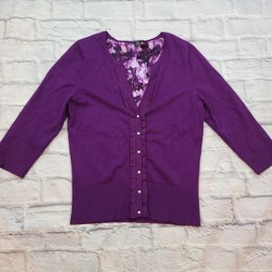 White House Black Market Purple Cardigan Sweater